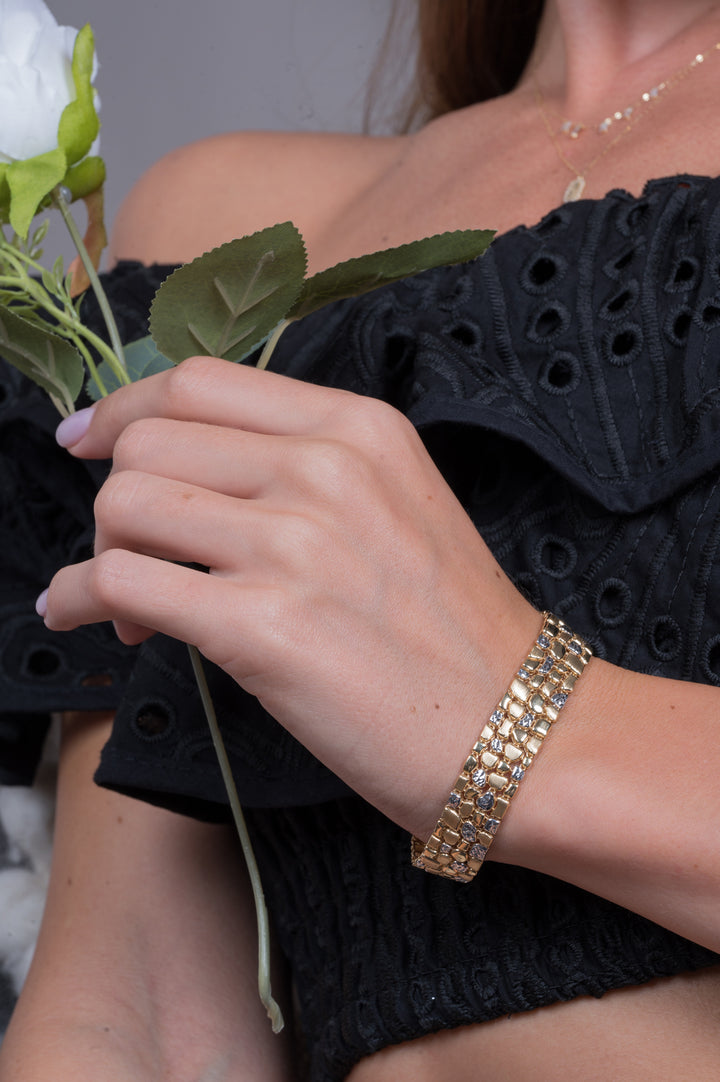 Embroidered Gold  Bracelet