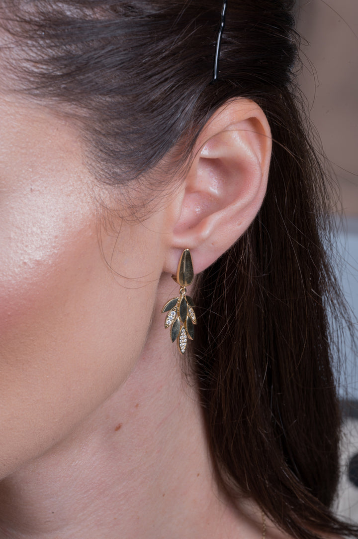 Golden Leaf Dangle Earrings